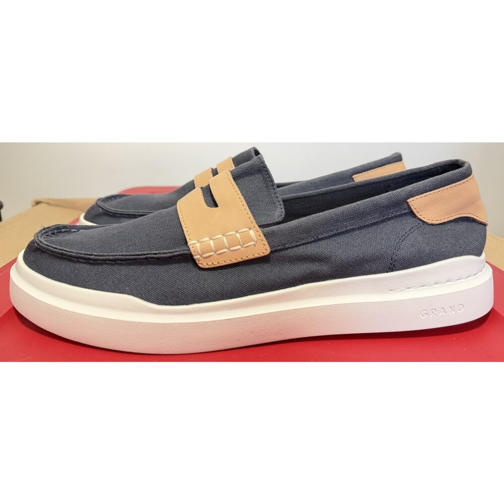Cole Haan GrandPro Rally Canvas Blue Brown Penny Loafers Size 11M C34727
